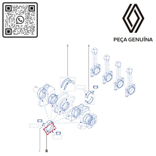 RN 58644R 122158644R Bronzina De Biela Original Renault Captur 2017, 2018, 2019 3